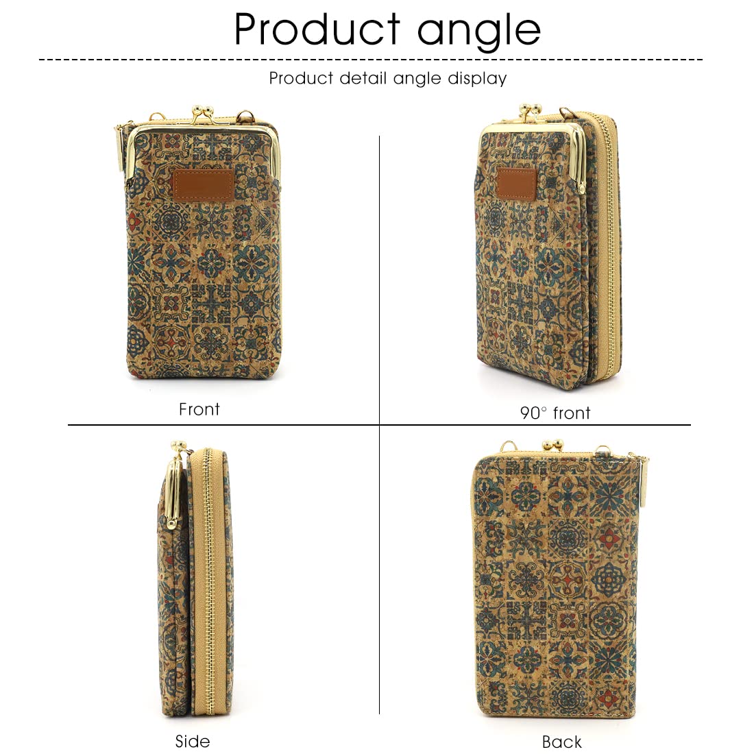 PALAY Crossbody Phone Bag for Women with 19x11x5cm Multi Layer Storage and Beige Art Print