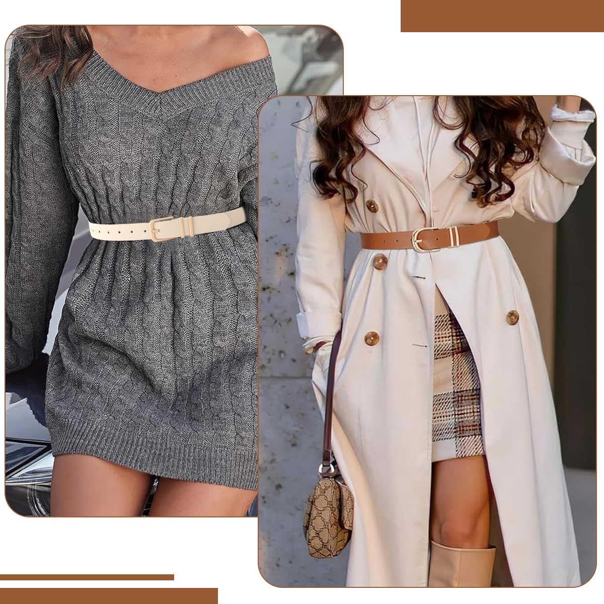 PALAY Women Waist Belt Set for Blazer and Dress featuring Interlock Buckle 55–95cm PU Leather