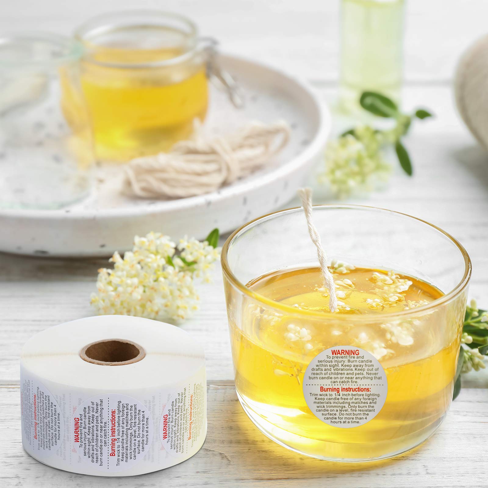 HASTHIP Candle Warning Sticker for Jars and Making | 500 Self-Adhesive Safety Labels