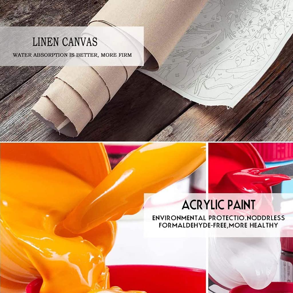 HASTHIP Paint by Numbers Kit for DIY Wall Art with Frame 30×30cm | Acrylic Flower Design