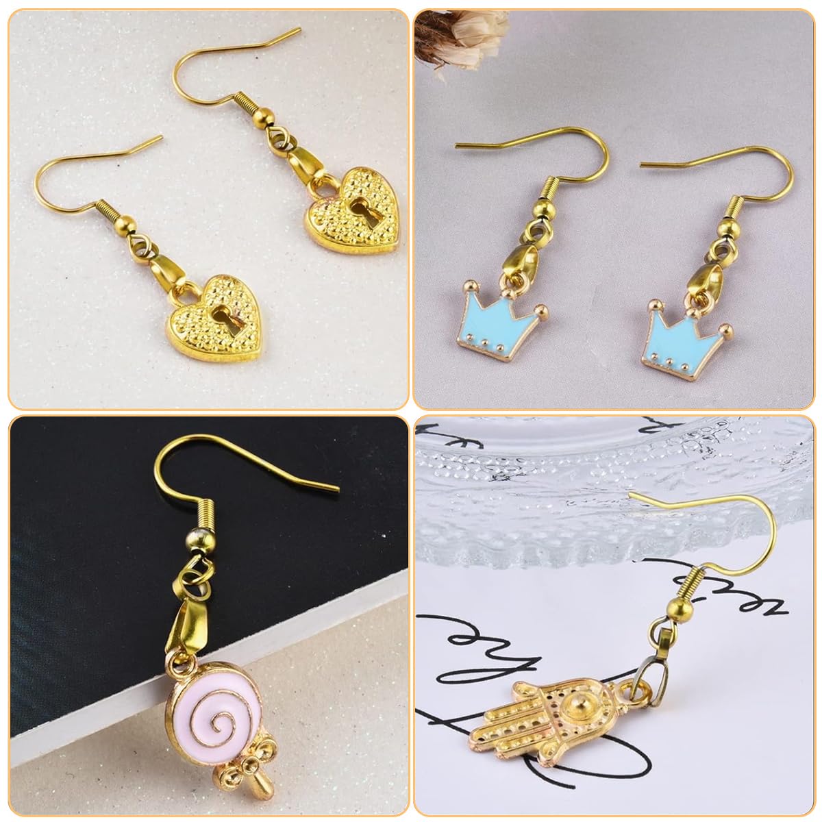 MAYCREATE Earring Hooks for Jewellery Making with 100 Hooks and 50 Backs | Hypoallergenic Gold Stainless Steel DIY Kit