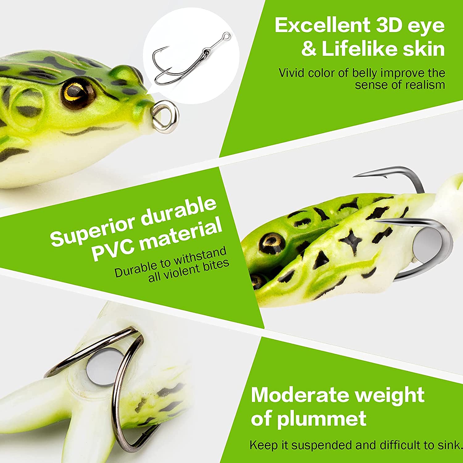 Proberos Fishing Lures for Bass with Double Propellers and Hidden Hooks | 9cm Soft Silicone Frogs