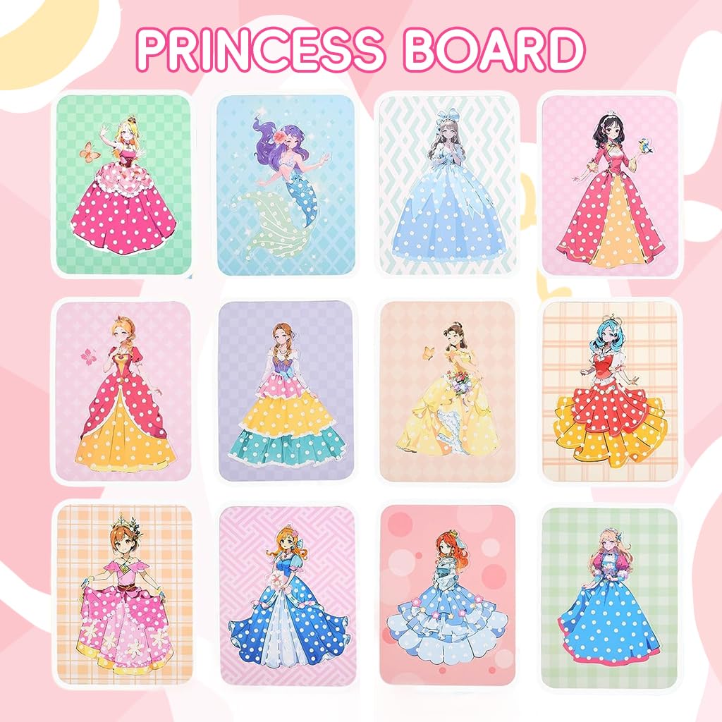 PATPAT® DIY Art Painting Kit Paper Art Set of 12Pcs Princess Theme Girls 3D Dressing Painting Kit Kids Hands-on Art Craft Kit for Kids 3-6 Years Old Gift for Kids