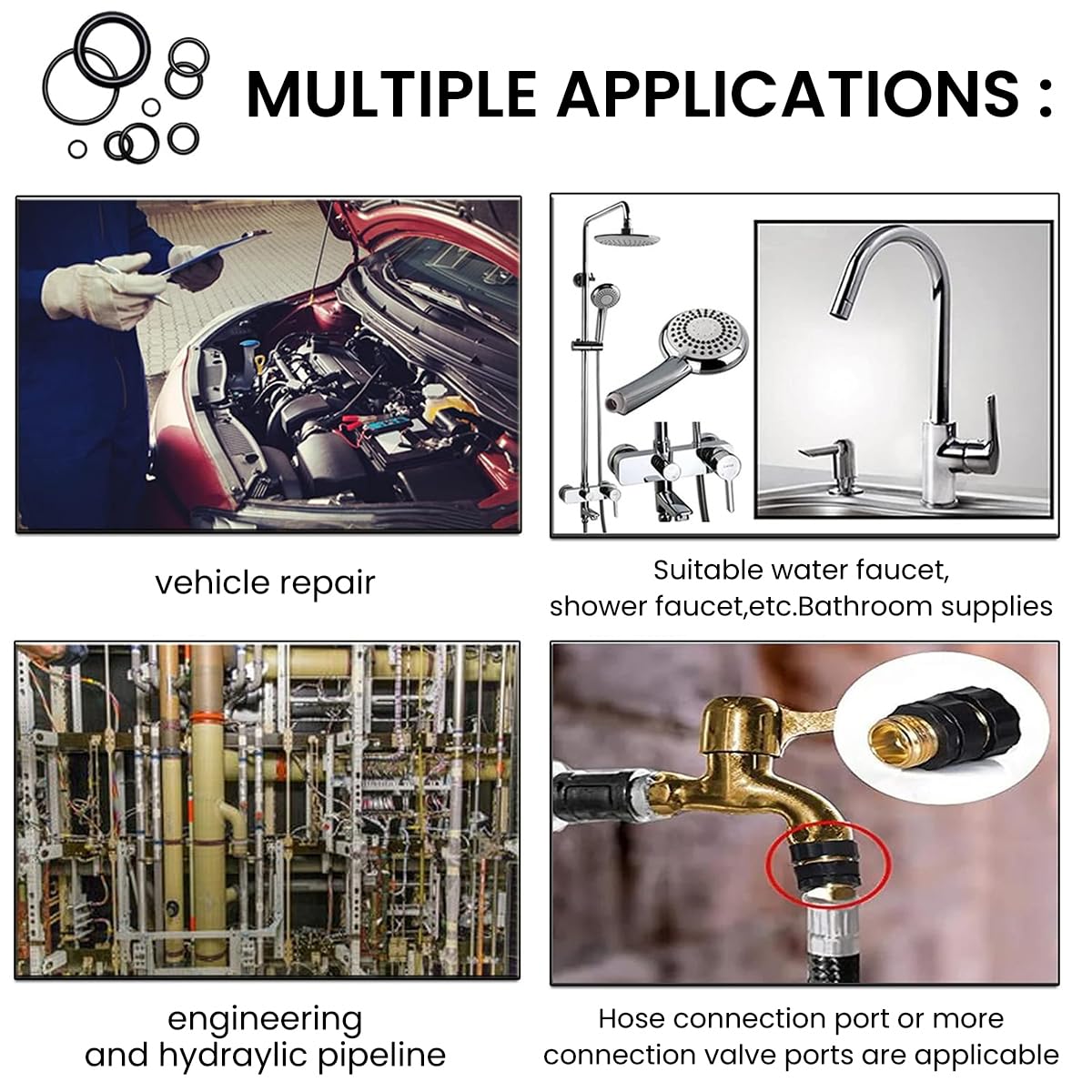 STHIRA Rubber O Rings for Automotive and Plumbing Repairs with 950 pcs in 20 Sizes | Assorted Washer Gasket Replacement Set