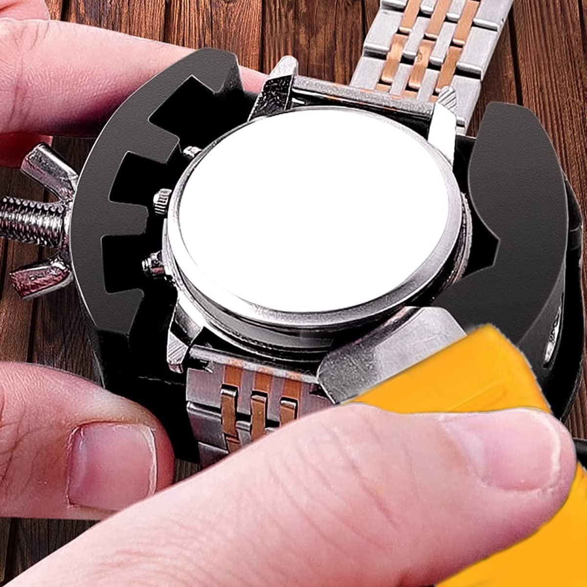 Serplex Watch Repair Tool Kit for Battery and Band Replacement | 20 pcs Set with Adjustable Case Holder up to 50 mm