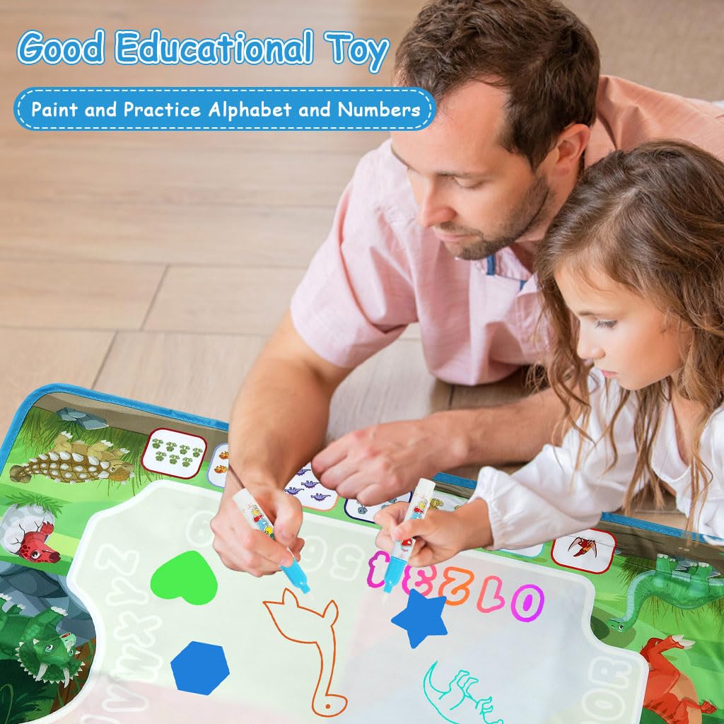 PATPAT Magic Water Doodle Mat for Kids 80x60cm with Water Pens and Shape Templates | Mess-Free Art Fun