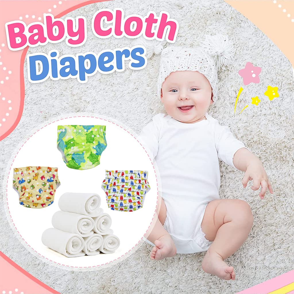 SNOWIE SOFT Cloth Diapers for 0–3 Yrs with Adjustable Snap Buttons and 6 Bamboo Inserts | Reusable Waterproof Nappies for Infants to Toddlers