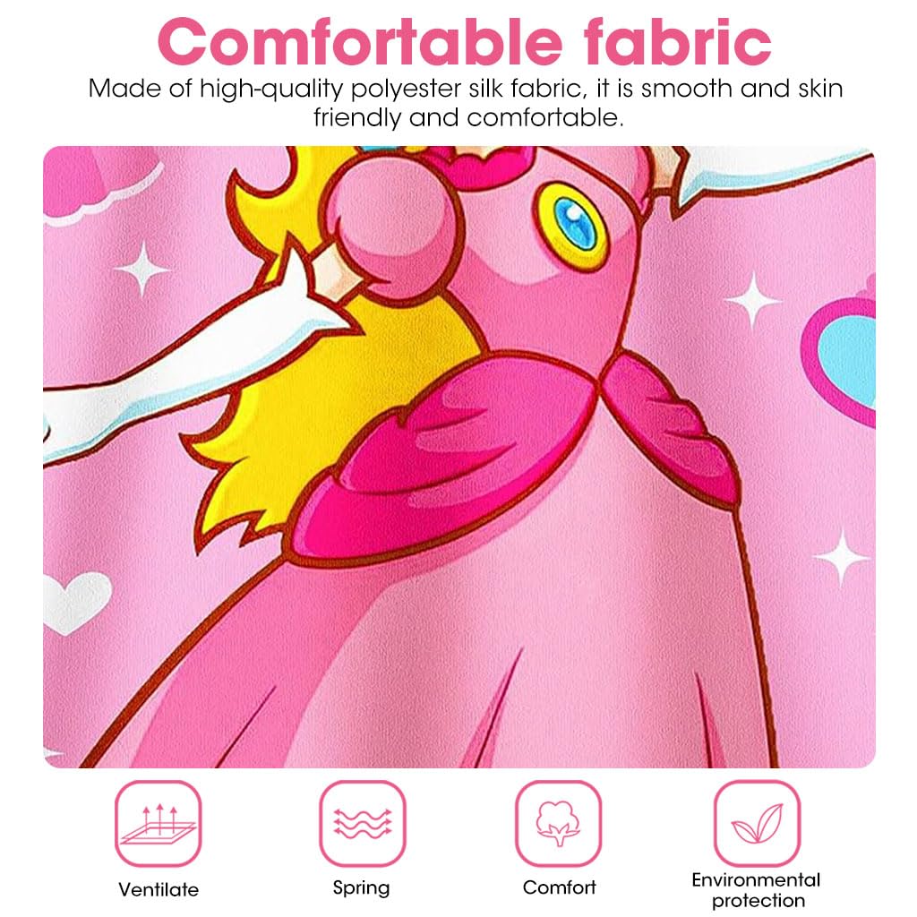 PALAY® Girls Dress Princess Peach Dress Costume for Toddler Kids, Cartoon Ruffle Sleeve Summer Sleep Dresses Cozy Silk Party Dress for Girls 4-5 Years Old Gift, Pink