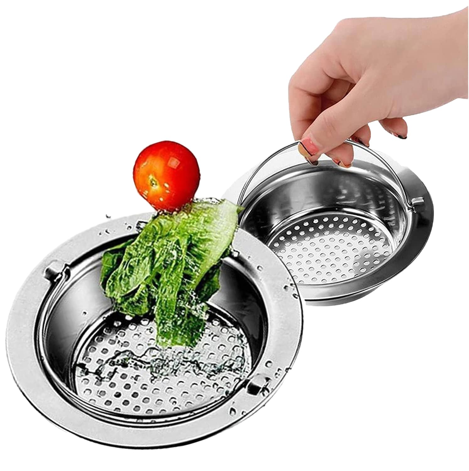HASTHIP Sink Strainer for Kitchen and Bathroom featuring 3mm Mesh Holes and 4.33 in Size | Stainless Steel 2 Pack