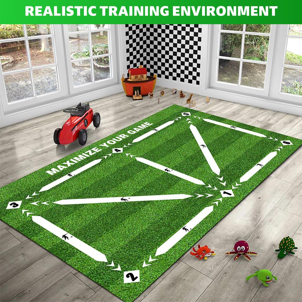 Proberos® Football Training Mat for Beginners Teens 23.6x35.4inches Footstep Training Mat with Guide Lines Noise Reduction Solo-Training Soccer Training Mat for Dribbling, Step Over Training