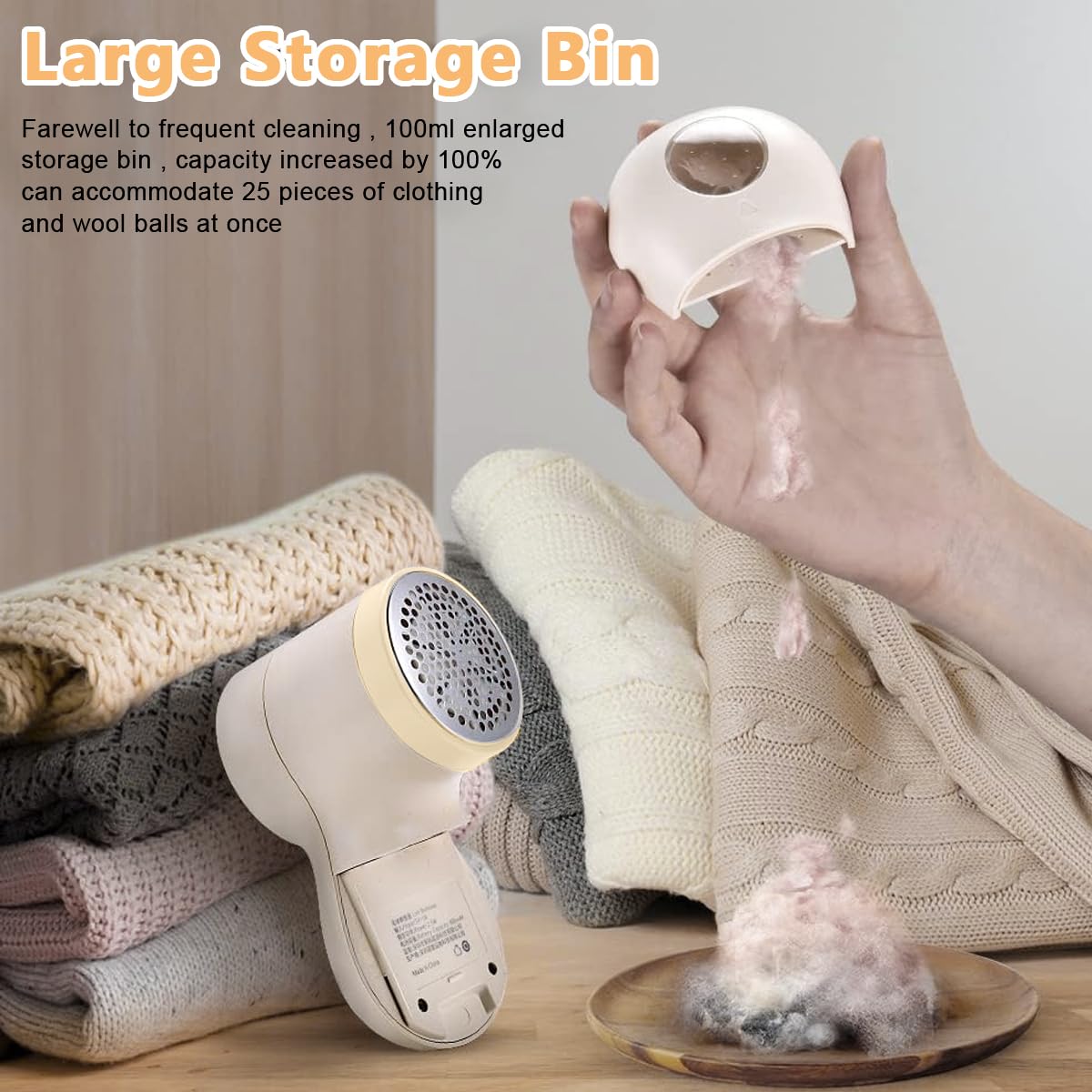 HANNEA Rechargeable Fabric Shaver for Clothes and Furniture with 6 Stainless Steel Blades | 3-Speed Digital Lint Remover