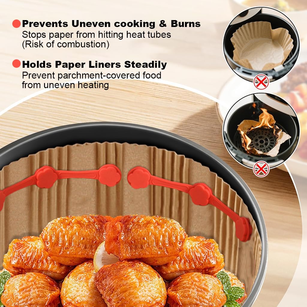 Supvox Magnetic Silicone Grips for Air Fryer Paper Liners with Heat‑Resistant Clips | Reusable Accessories for Secure Cooking
