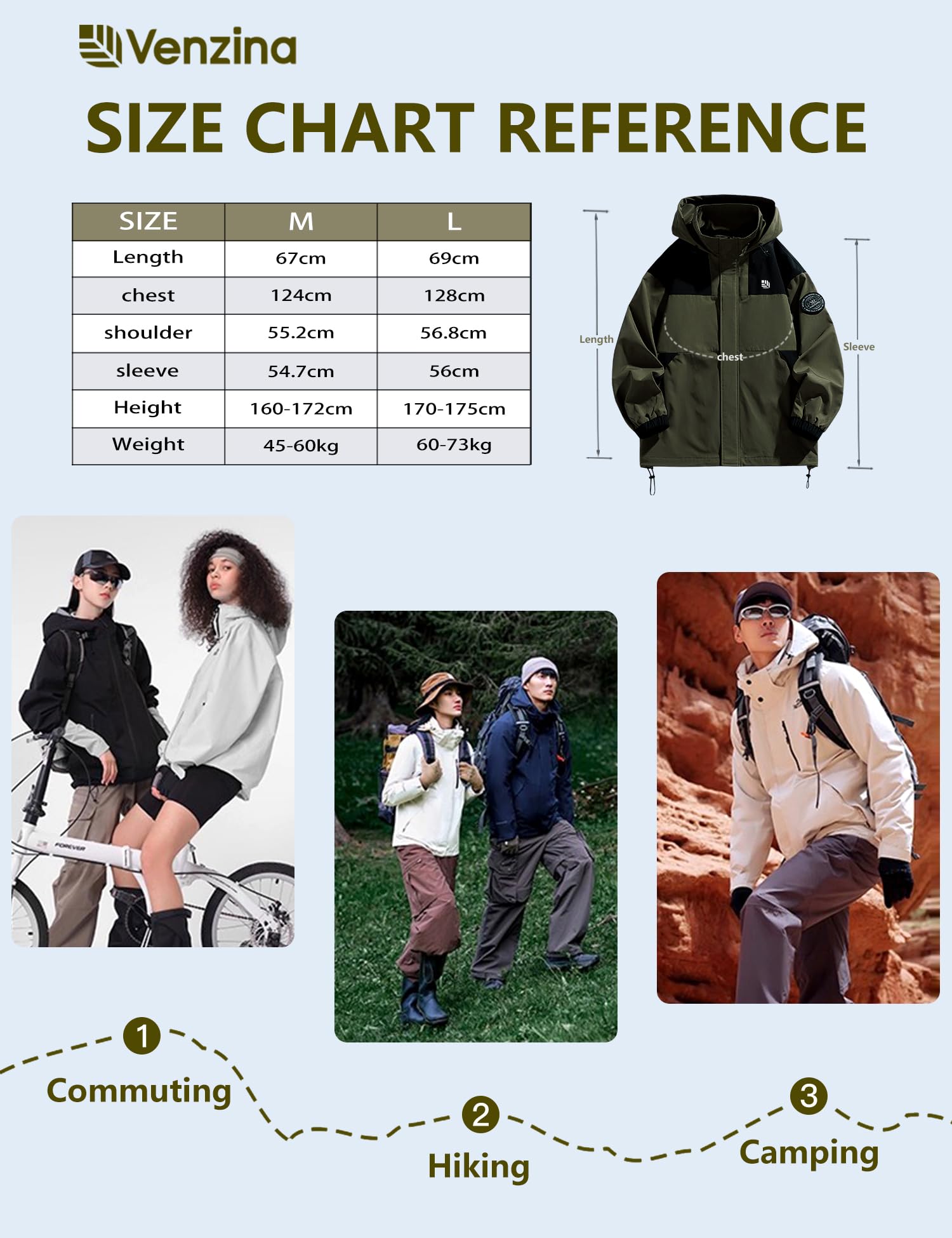 Venzina Women's Softshell Jacket for Hiking and Travel with Waterproof Windproof Fabric | Green Outdoor Layer