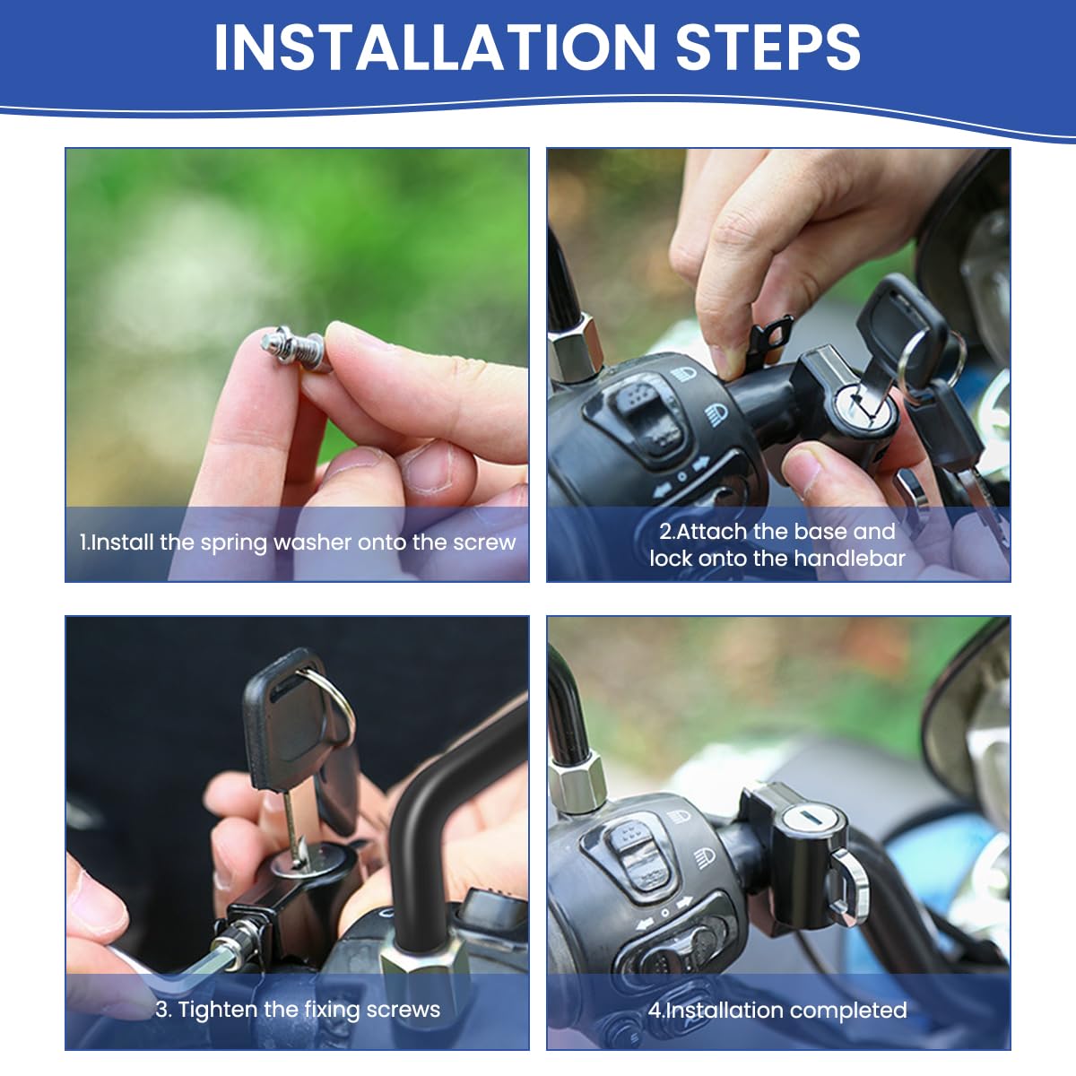 STHIRA Helmet Lock for Bike Handle Bar with 2 Keys featuring Aluminum Alloy Body | 3PCS Rustproof Anti Theft Locker