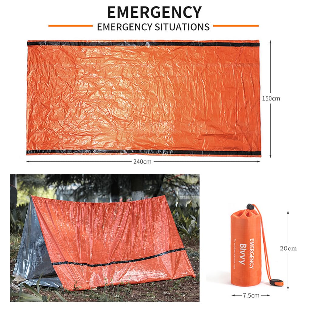 Proberos® Outdoor Easy Tent Lightweight Easy Tent Windproof Aluminum Lining Design Outdoor Emergency Tube Tent for 2 Person, Starter Outdoor Camping Tent Camping accessories