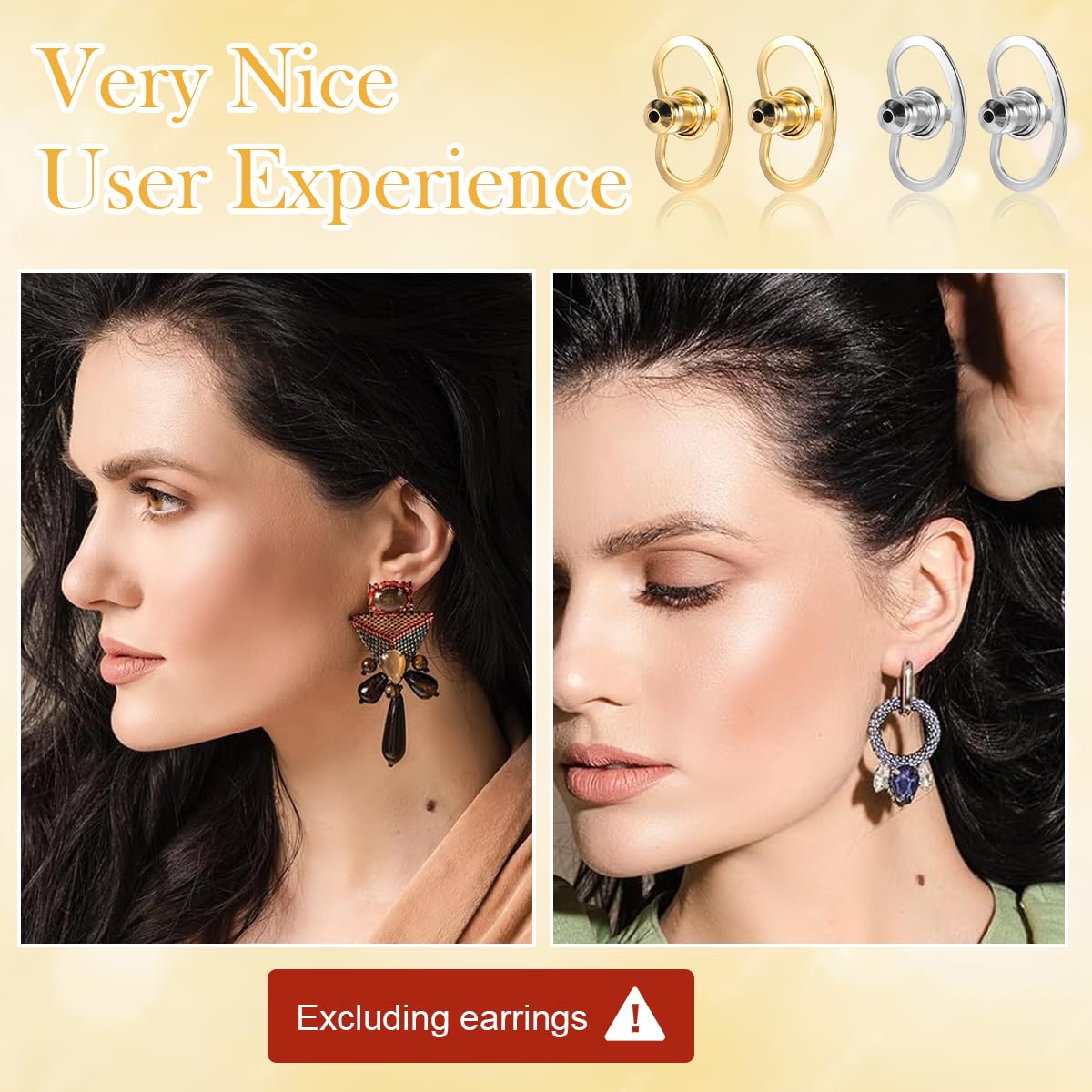 SANNIDHI Earring Supporter for Heavy Earrings with 4Pcs Screw Back Design | White Gold Color