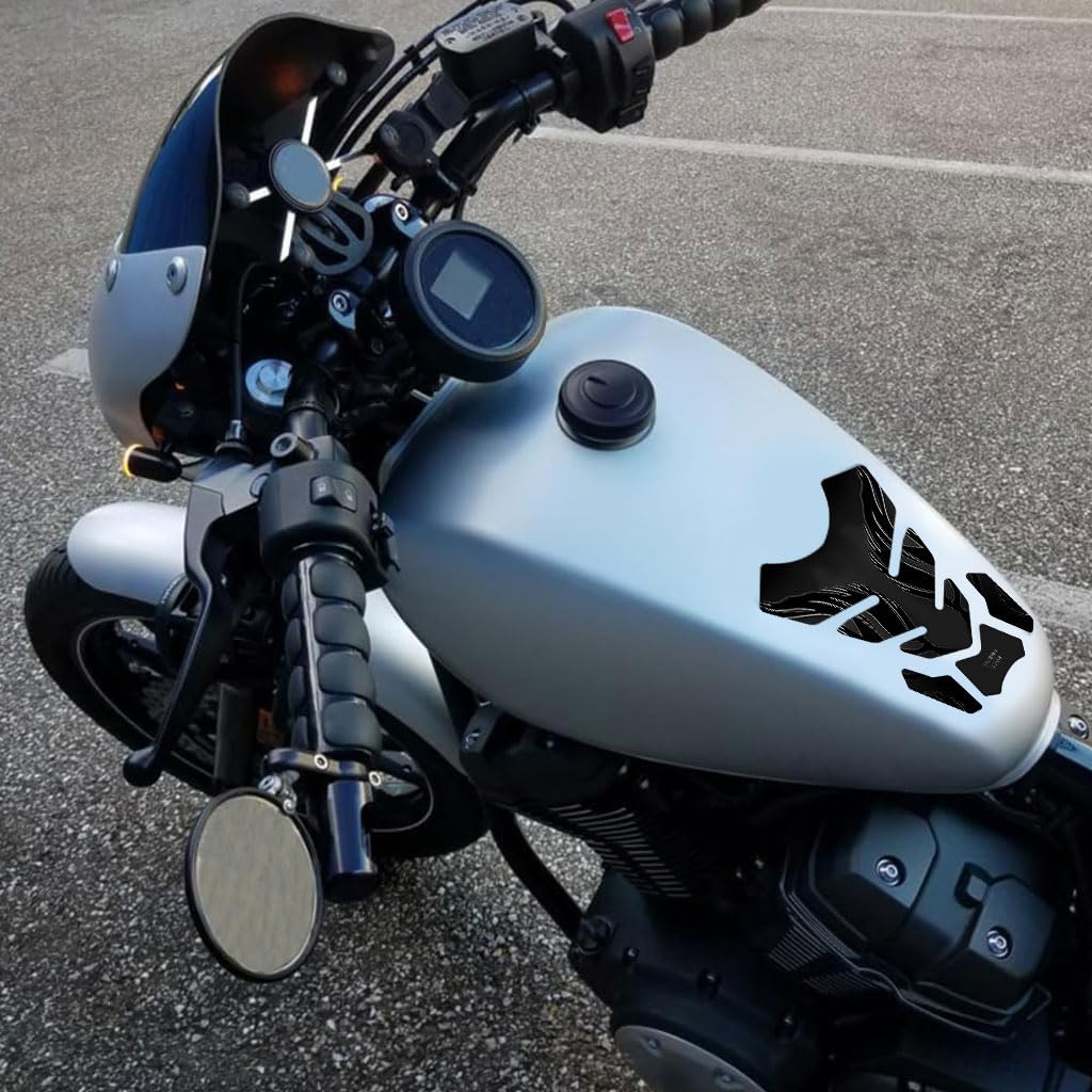STHIRA Motorcycle Oil Tank Sticker for Decoration with 3D Embossed Fish Bone Design | Waterproof PVC Decal