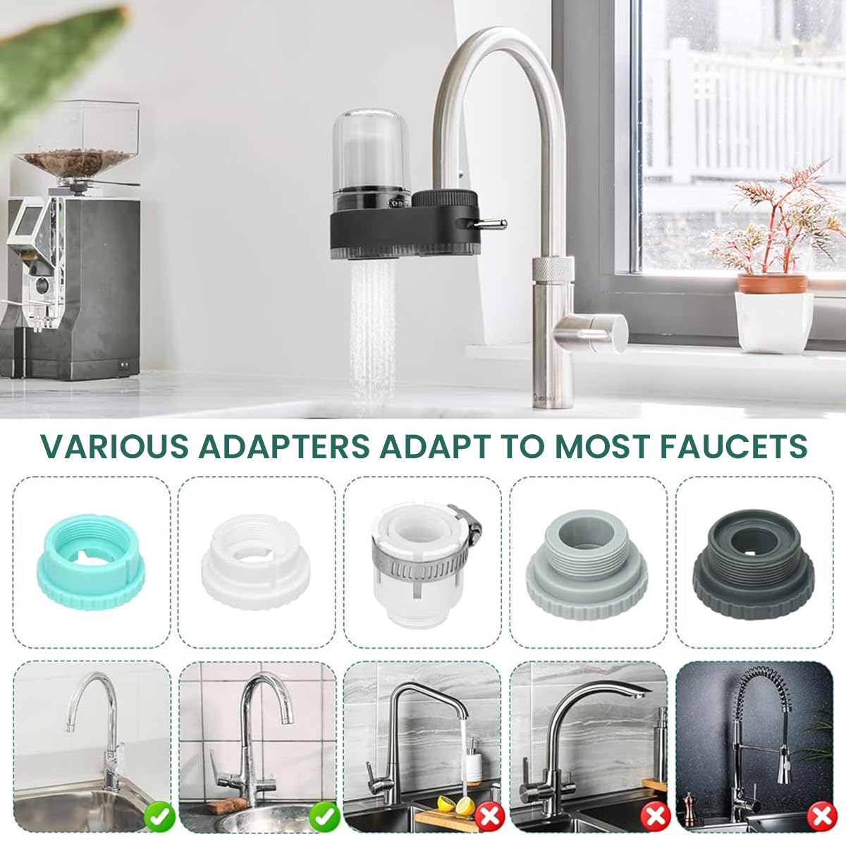 HASTHIP Tap Water Filter for Kitchen Sink featuring Dual Spout Design and 7 Layer Filtration System