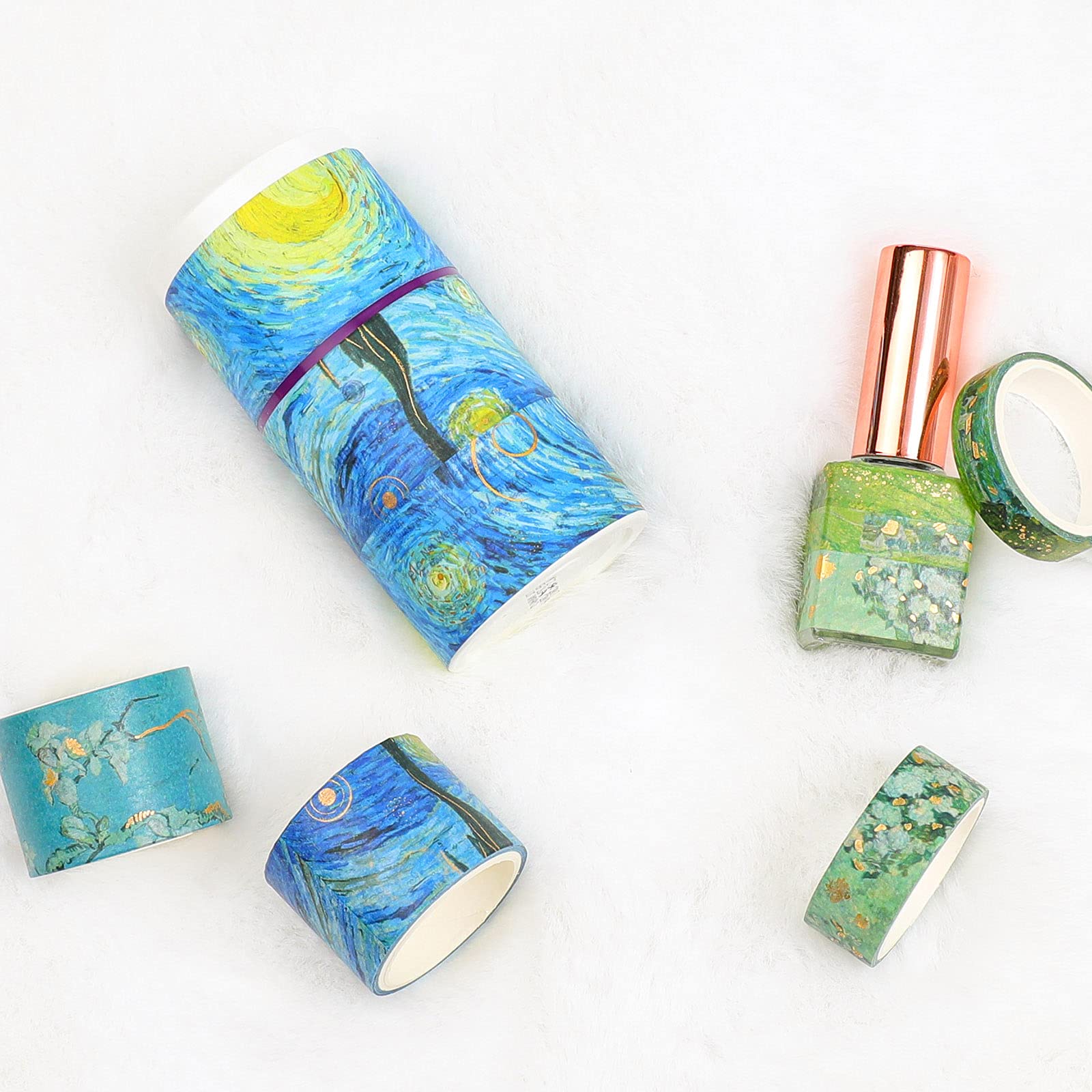 HASTHIP Washi Tape Set for Journaling and Scrapbooking with 10 Rolls 3 m Each | Aesthetic Countryside Oil Painting Designs