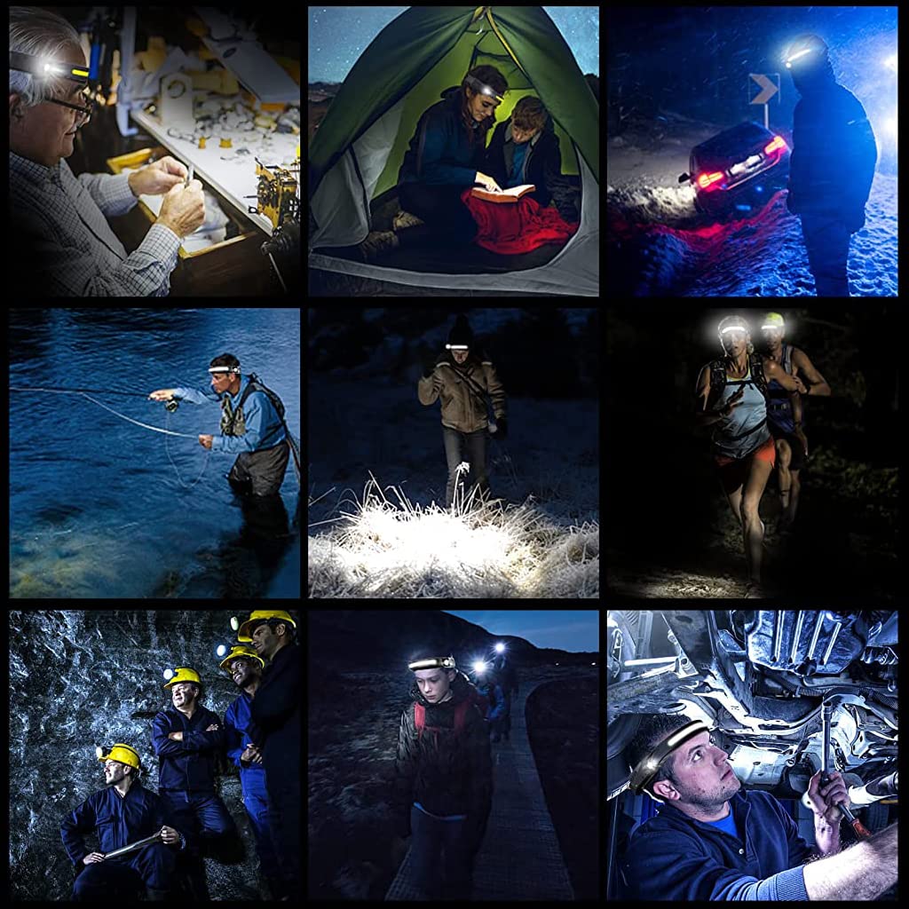 ELEPHANTBOAT LED Headlamp for Running and Camping featuring Dual Light Design 600 Lumens | USB Rechargeable Motion Sensor