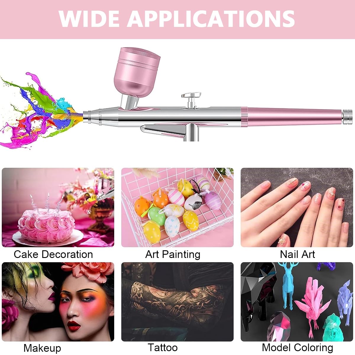 HANNEA Airbrush Kit for Makeup Nail Art and Cake Decor with Dual Action Trigger 20–27psi