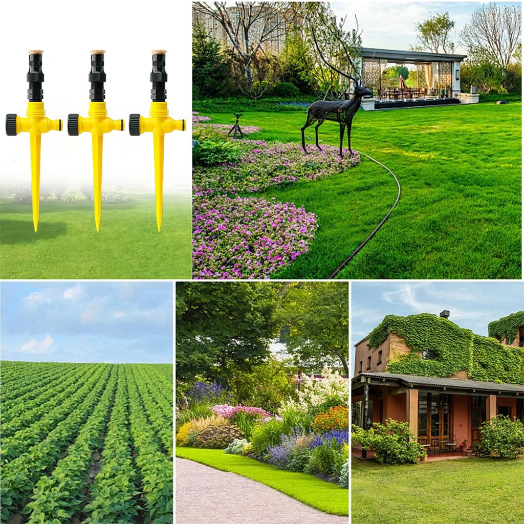 HASTHIP Garden Water Sprinkler for Lawn and Outdoor Use with 360° Rotation | 3 Pcs ABS Irrigation System