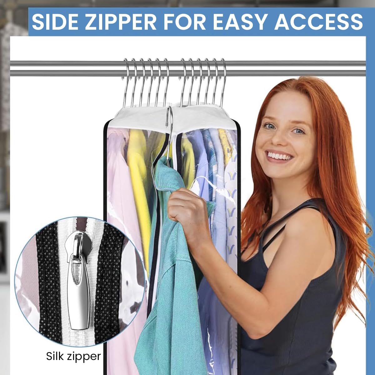 HASTHIP Clear Garment Bags for Hanging Clothes Storage featuring 9 pcs 23.6×40 in | Closet and Travel Use