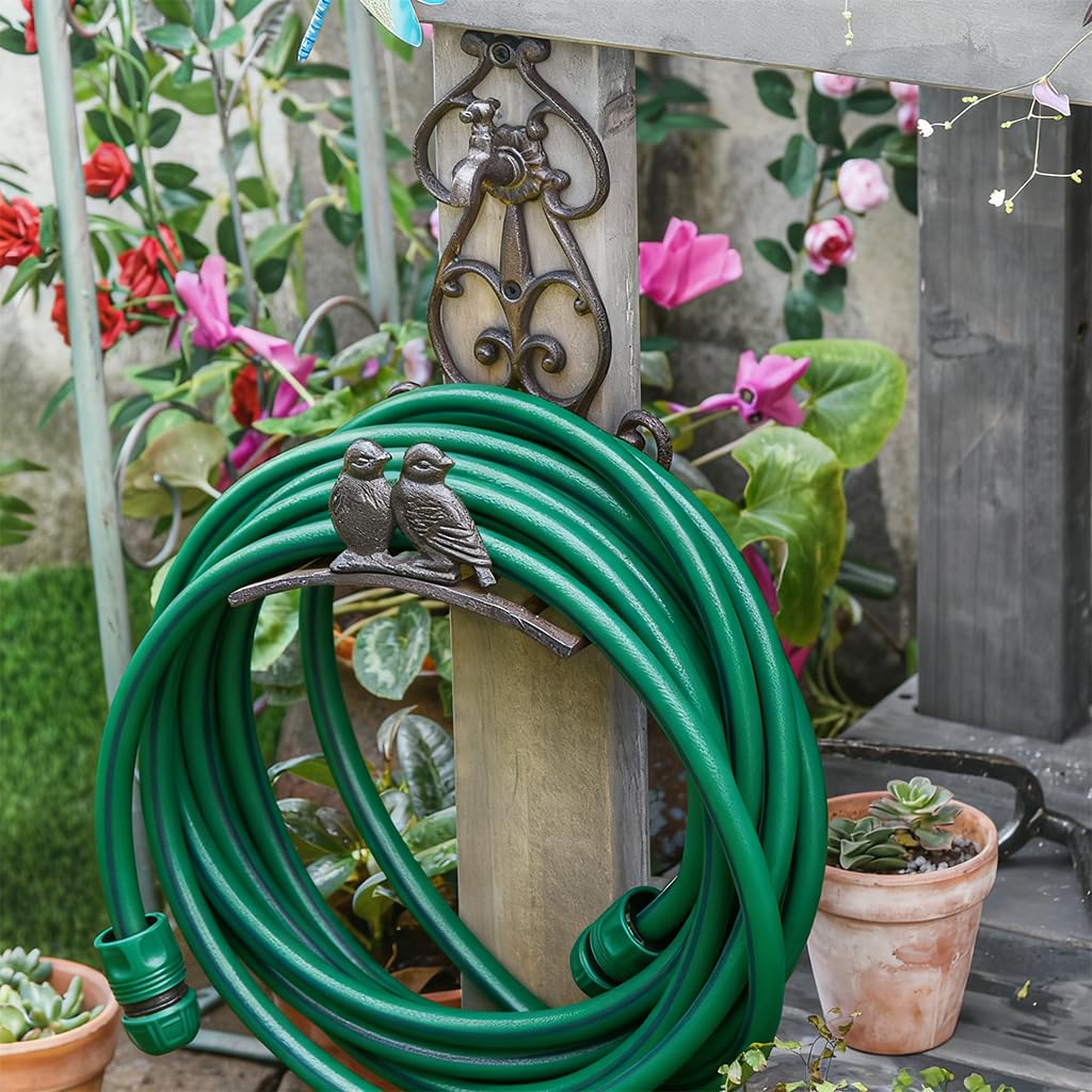 HASTHIP Garden Hose Organizer for Wall Mounted Storage with Cast Iron Bird Design | Decorative Outdoor Holder