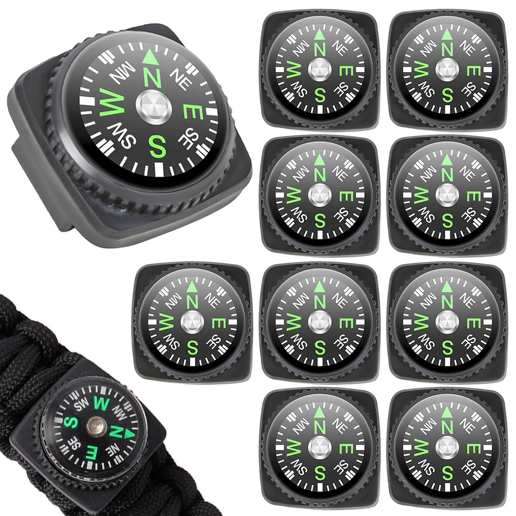 PROBEROS Wrist Compass Pack of 10 for Hiking and Camping featuring 24mm Base Mount | Compatible with 21mm Watch Strap
