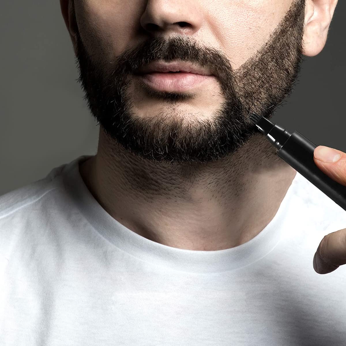 MAYCREATE  Beard Pencil Filler for Men Beard Filler with Bristle Beard Brush Natural Mustache and Eyebrow Enhancer to Fill, with Wooden Handle, Promotes Beard Growth