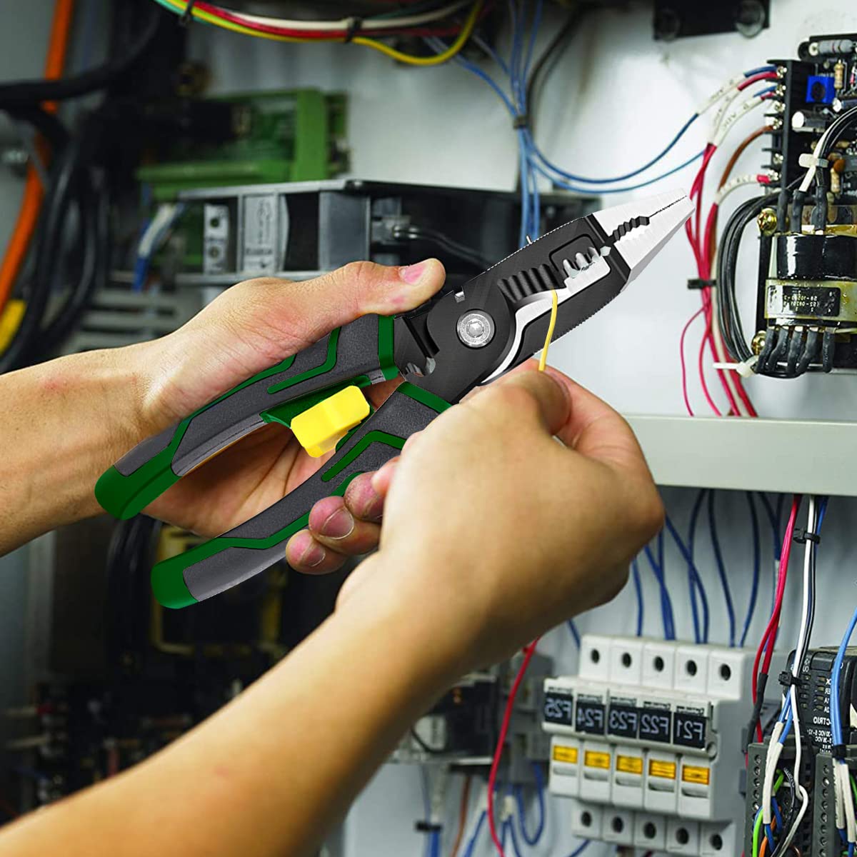 ZIBUYU Wire Stripper for Electric Cable Work with TPU Anti Slip Handle and AWG 10/12/14 Range