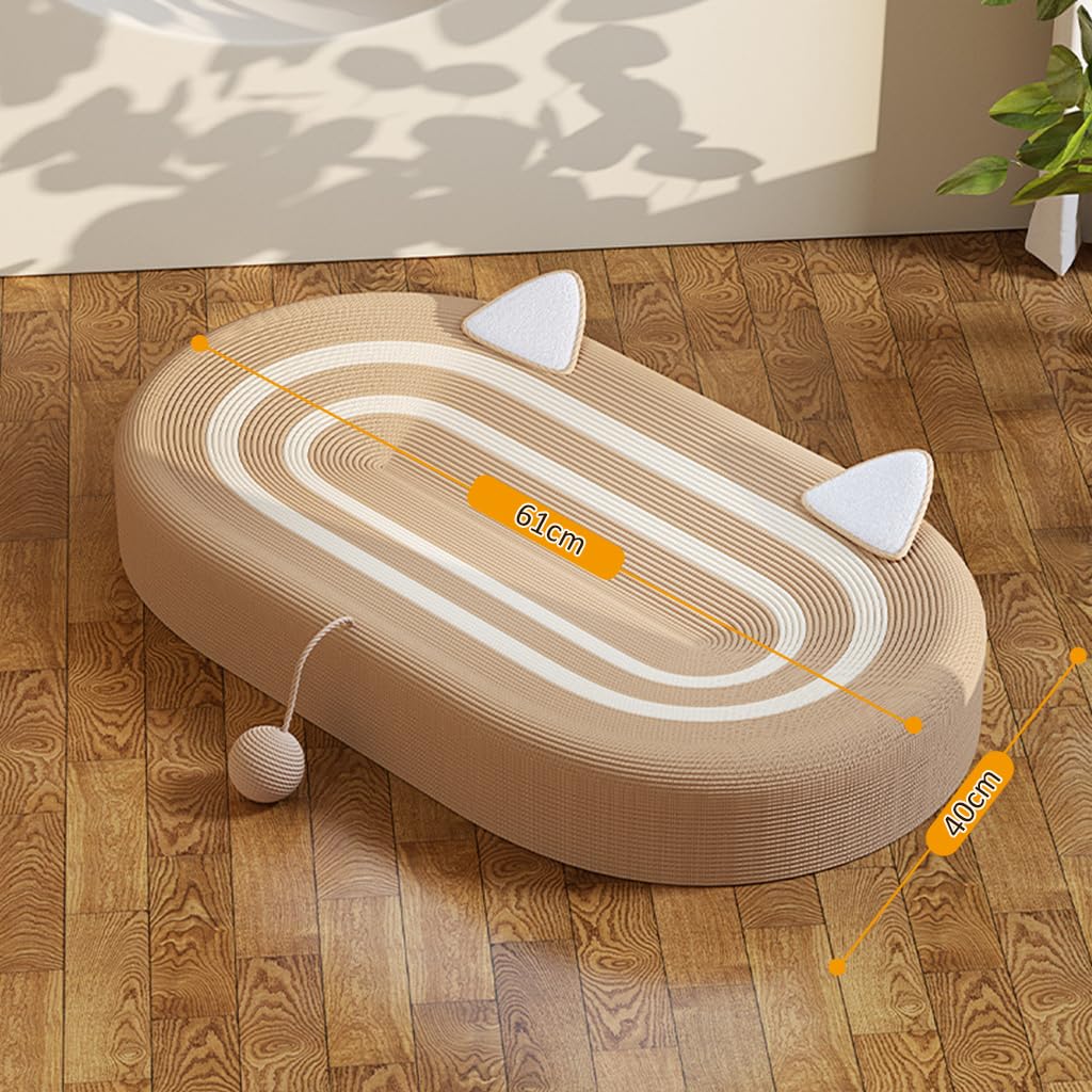 Qpets Cat Scratcher Bed for Sleeping and Play with Teaser Ball Toy 23.6 in Sisal Hemp | Cozy Rest Spot for Cats