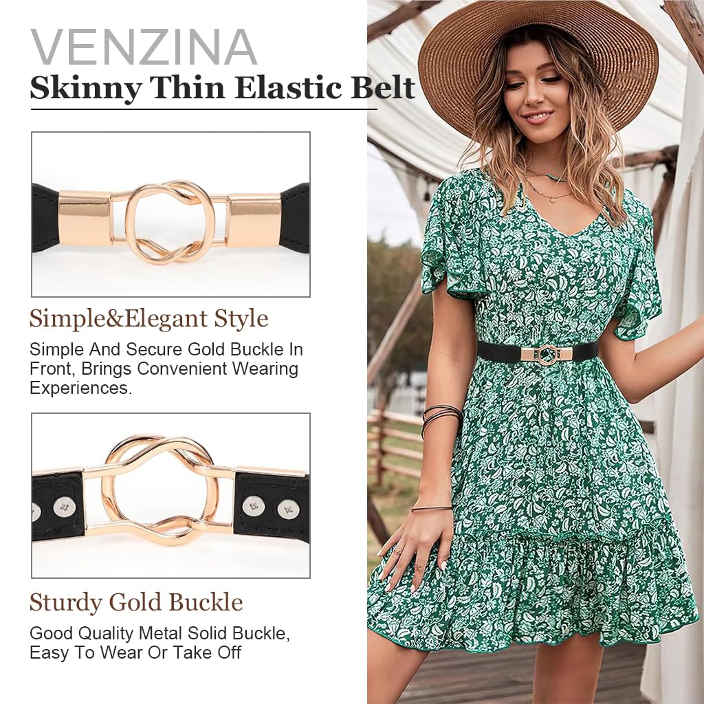 Venzina® Waist Belt for Women Waist Belt Narrow Slim Waist Belt PU Leather Waist Belt Dress Belt Stylish Fashion Casual Women Belt for Blazer, Suit, Dress, Gown (60-80cm)