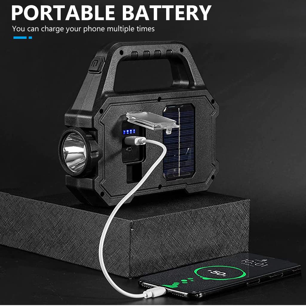 ELEPHANTBOAT Solar Torch Light for Outdoor and Camping with 6 Modes | USB & Solar Rechargeable 1200mAh