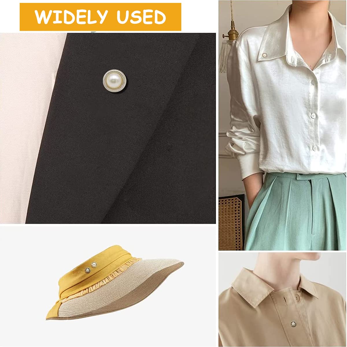 SANNIDHI Pearl Buttons Brooch Pins for Shirt and Cardigan with No Sew Design | 30PCS Set