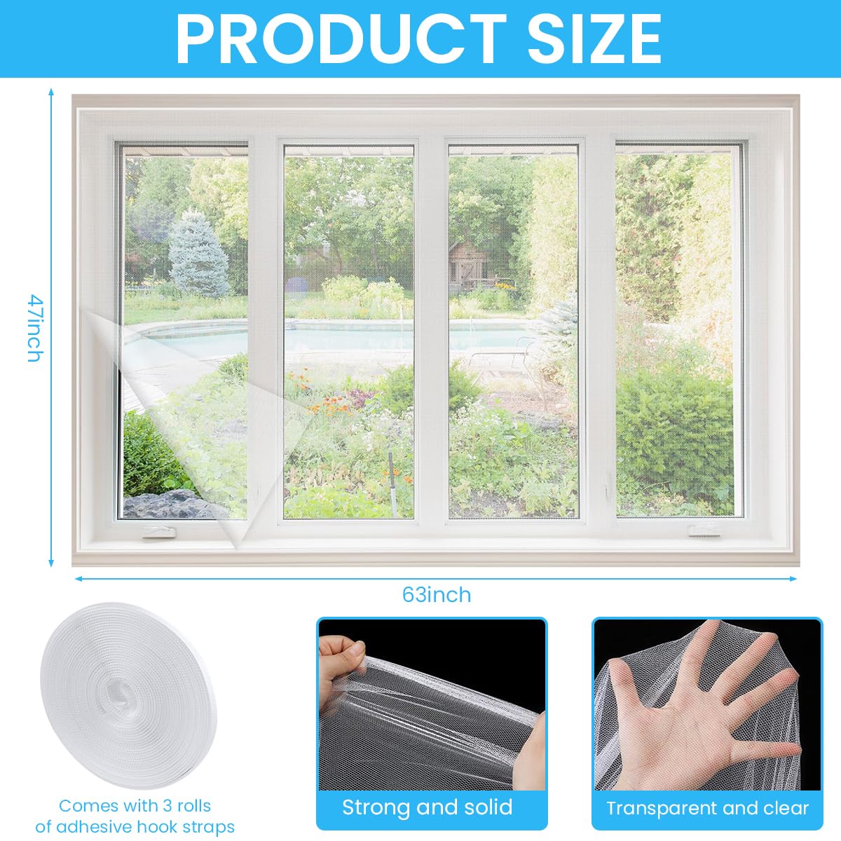 HASTHIP Nylon Window Screen Mesh for Insect Protection featuring Self Adhesive Design | Cuttable 1.5x2m White Net for Windows and Doors