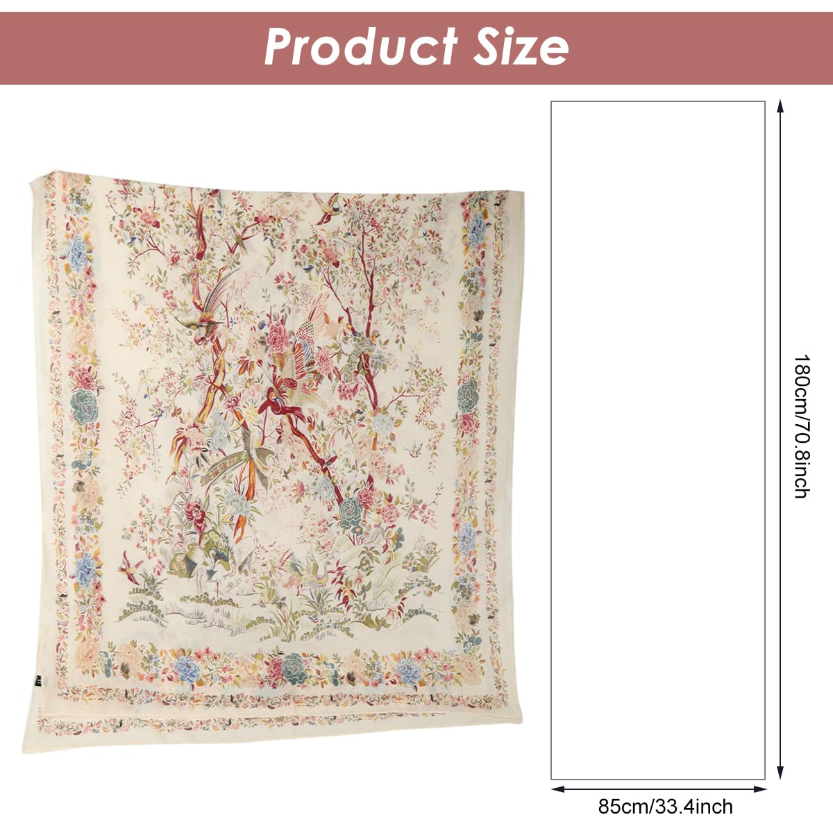 SANNIDHI Long Scarf Shawl for Women featuring 85x180cm size with cotton linen blend | floral wrap gift