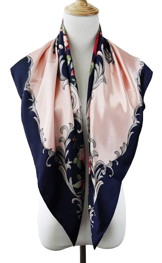 PALAY® Women's 35 Inch Satin Square Silk Like Hair Scarves Wraps Headscarf Sleeping Soft Comfortable Polyester Luster Gorgeous Colors Female Multicolor 2PCS