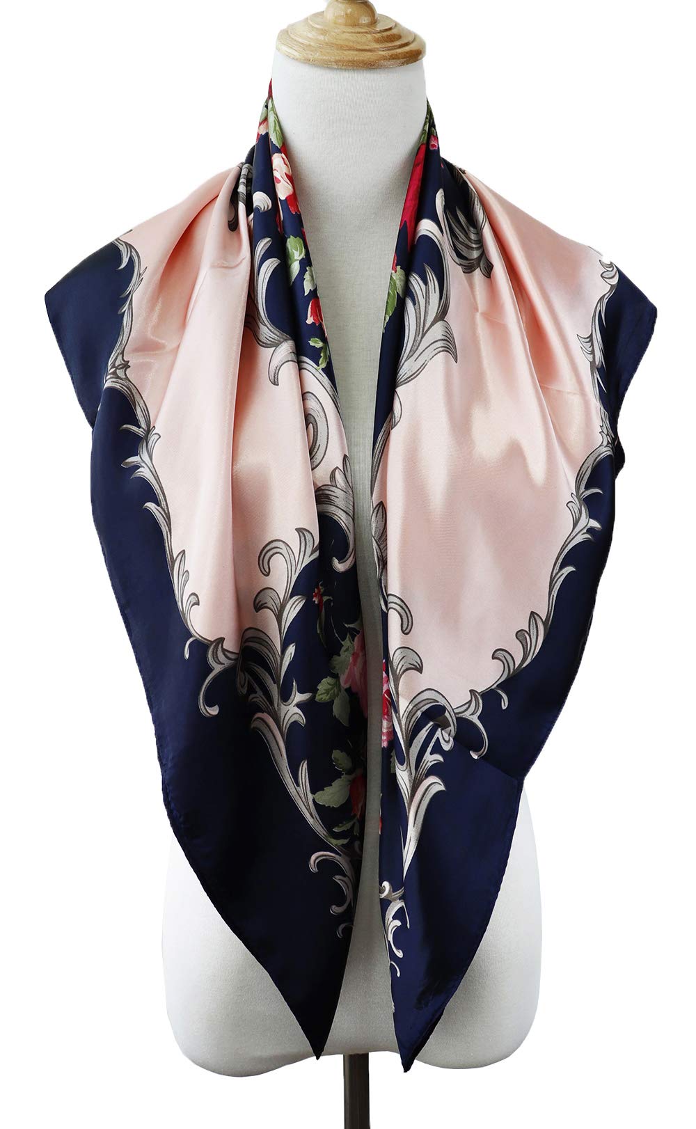 GUSTAVE Silk Like Satin Square Hair Scarf for Women featuring 35x35 in Size | Soft Polyester Fabric
