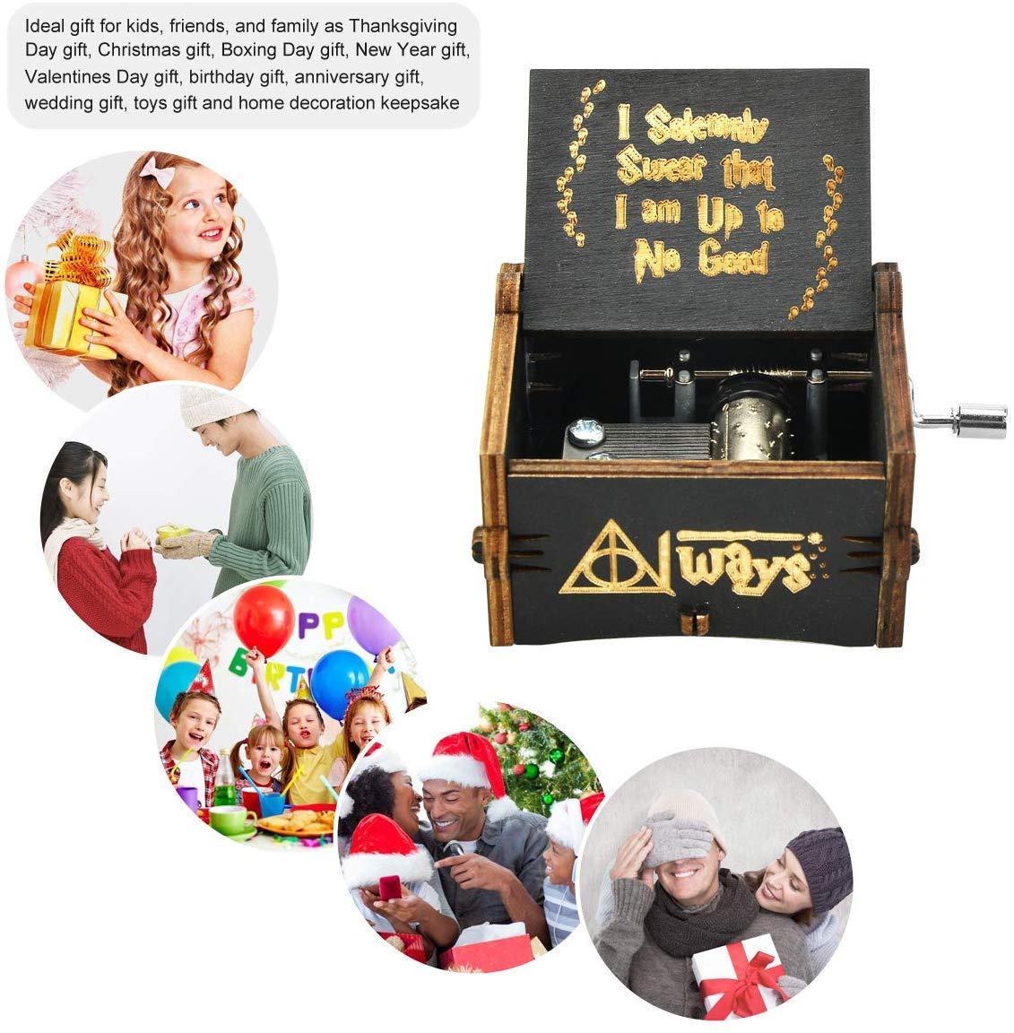 PATPAT Harry Potter Music Box for Birthday and Diwali Gifts featuring Hand Crank | 2.5×2.0×1.75 in Wooden Design