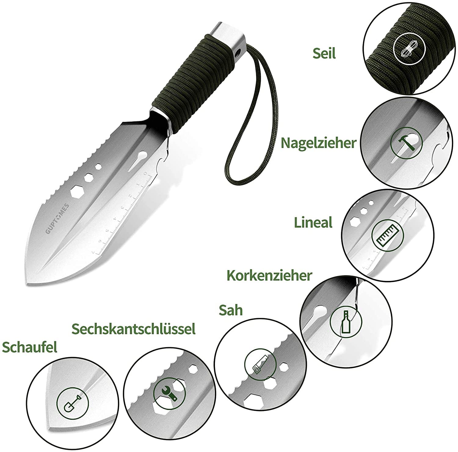 Proberos Multifunctional Shovel for Outdoor Survival and Gardening with Mini Saw & Bottle Opener | Heavy Duty Steel Tool