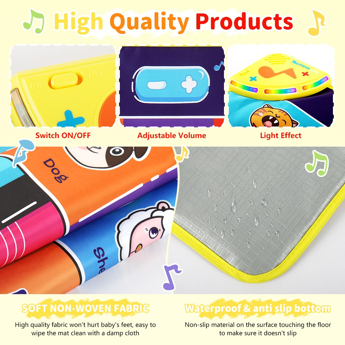PATPAT Piano Keyboard Musical Mat for Kids with 8 Animal Sounds and 6 Modes | 27.56x11.81 in
