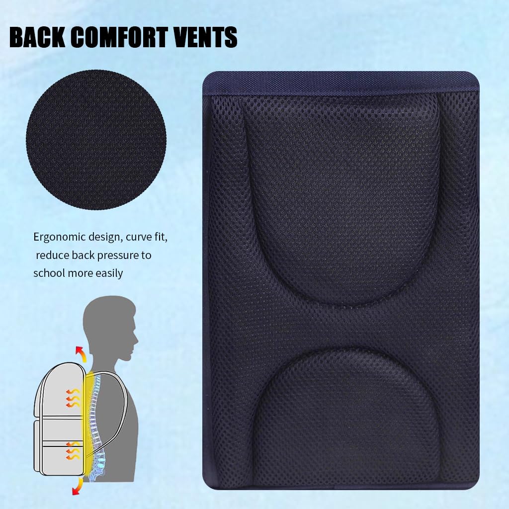 PALAY Boys School Backpack for Primary Students with 39×27×17cm Storage and Ergonomic Design | Blue Dinosaur Print with Reflective Safety Strips