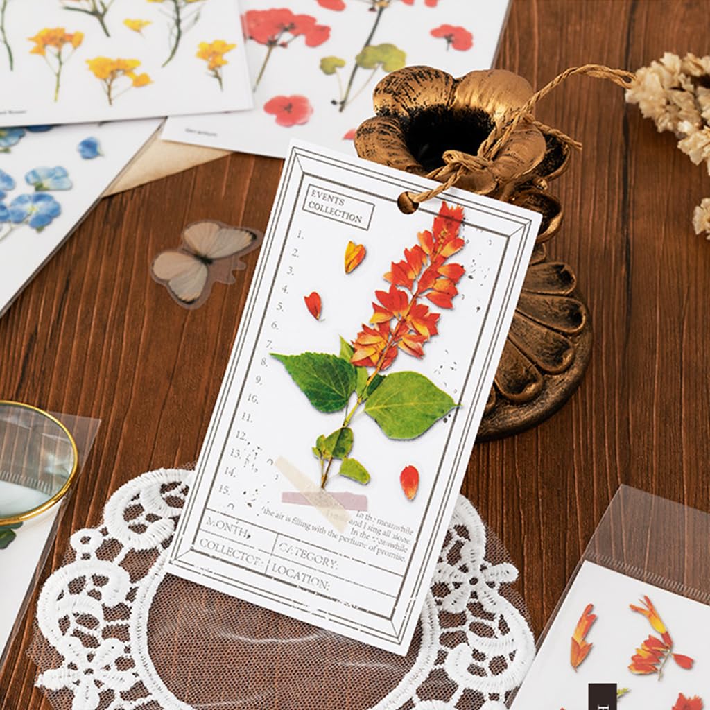 HASTHIP Flower Stickers for Scrapbooking and Journals with 270 Pieces PVC Sheets | Self Adhesive 9 cm