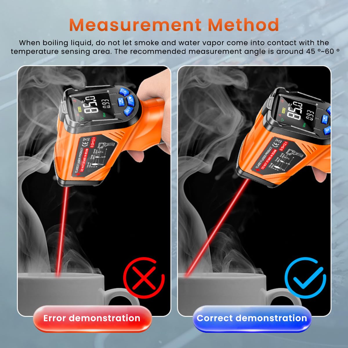 Serplex Infrared Thermometer Gun for Household and Industrial Use featuring Adjustable Emissivity and -4°F to 1382°F Range | LCD Digital Laser Temp Gauge