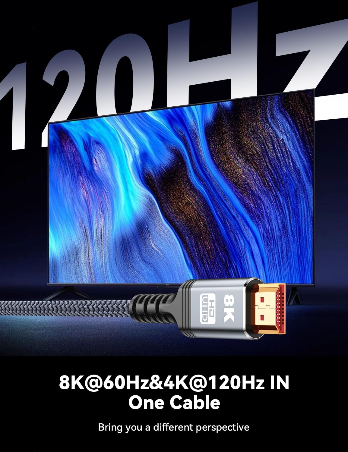 Verilux HDMI Cable 2.1 for Gaming and 8K60Hz Displays featuring 48Gbps and 24K Gold Connectors