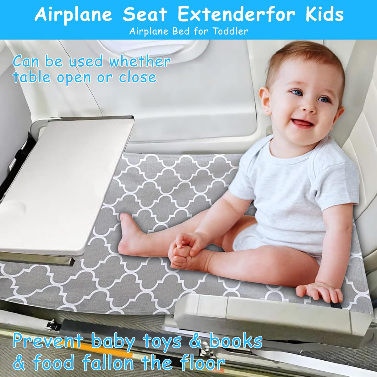 HASTHIP® Airplane Footrest Kids Bed, Airplane Foot Hammock for Baby Toddler with Anti-Slip Design, Baby Car Bed Airplane Seat Extender, Portable Baby Travel Accessories for Baby 0-3 Years, 75 * 45cm