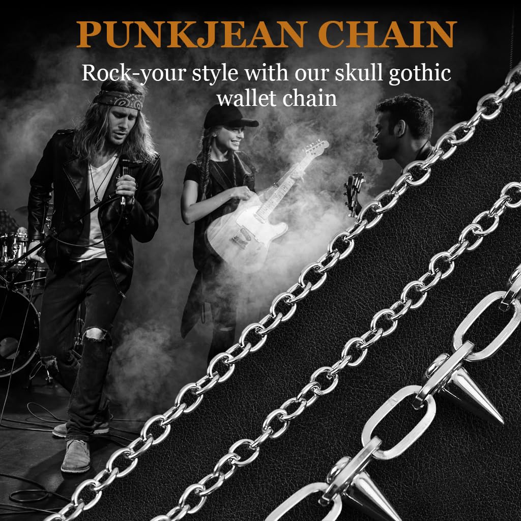 GUSTAVE Layered Pants Chain for Men featuring Triple Chain Fang Design and Silver Metal | Gothic Punk Street Accessory