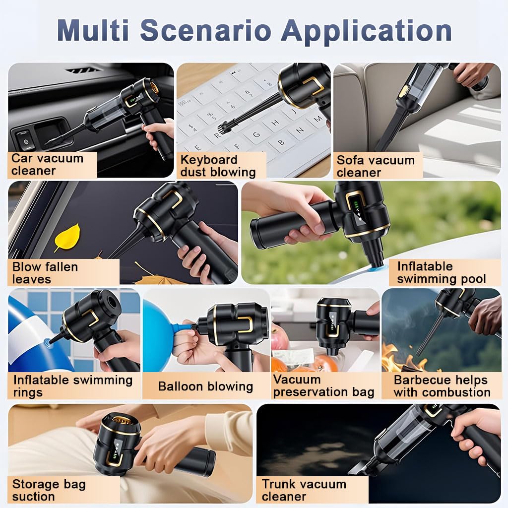 STHIRA Wireless Car Vacuum Cleaner for Car and Home with 16000Pa Suction and LCD Display | 6000mAh Battery