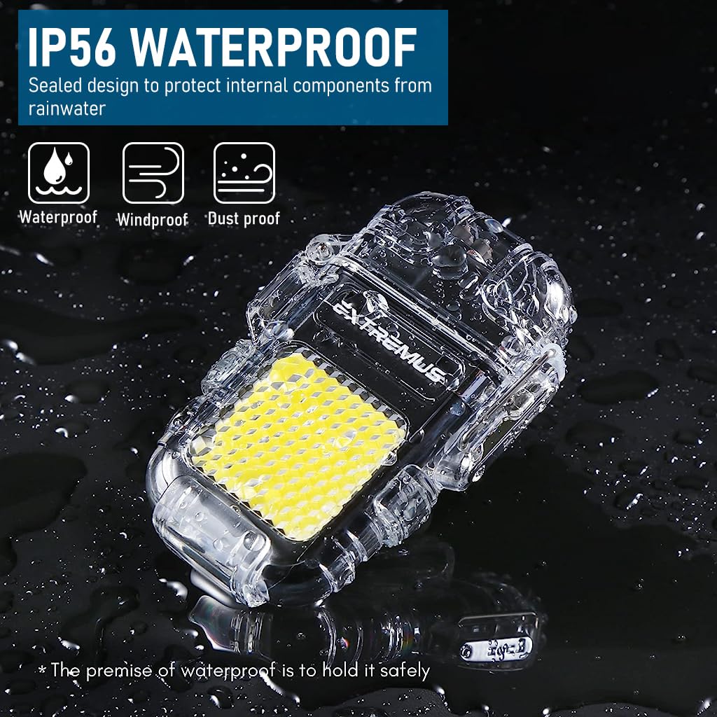 HASTHIP Waterproof Dual Arc Plasma Rechargeable Lighter with COB Lamp & Flashlight | USB Type C Windproof Lighter for Camping and Outdoor Use